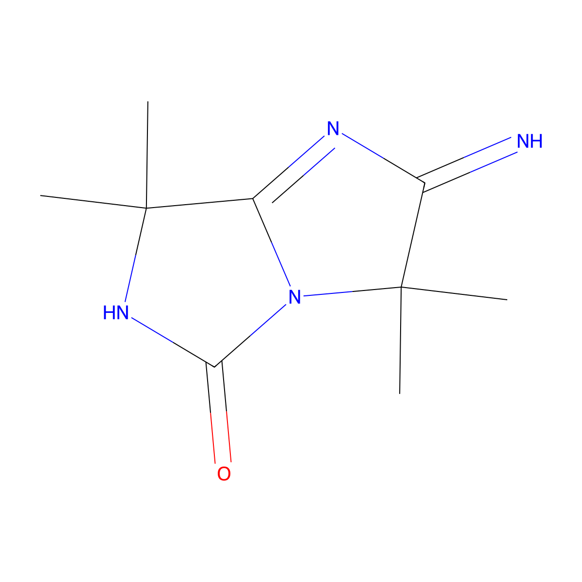 2-imino-3,3,7,7-tetramethyl-2H,3H,5H,6H,7H-imidazo(1,2-c)imidazolidin-5-one molecular structure, CAS 108483-18-7