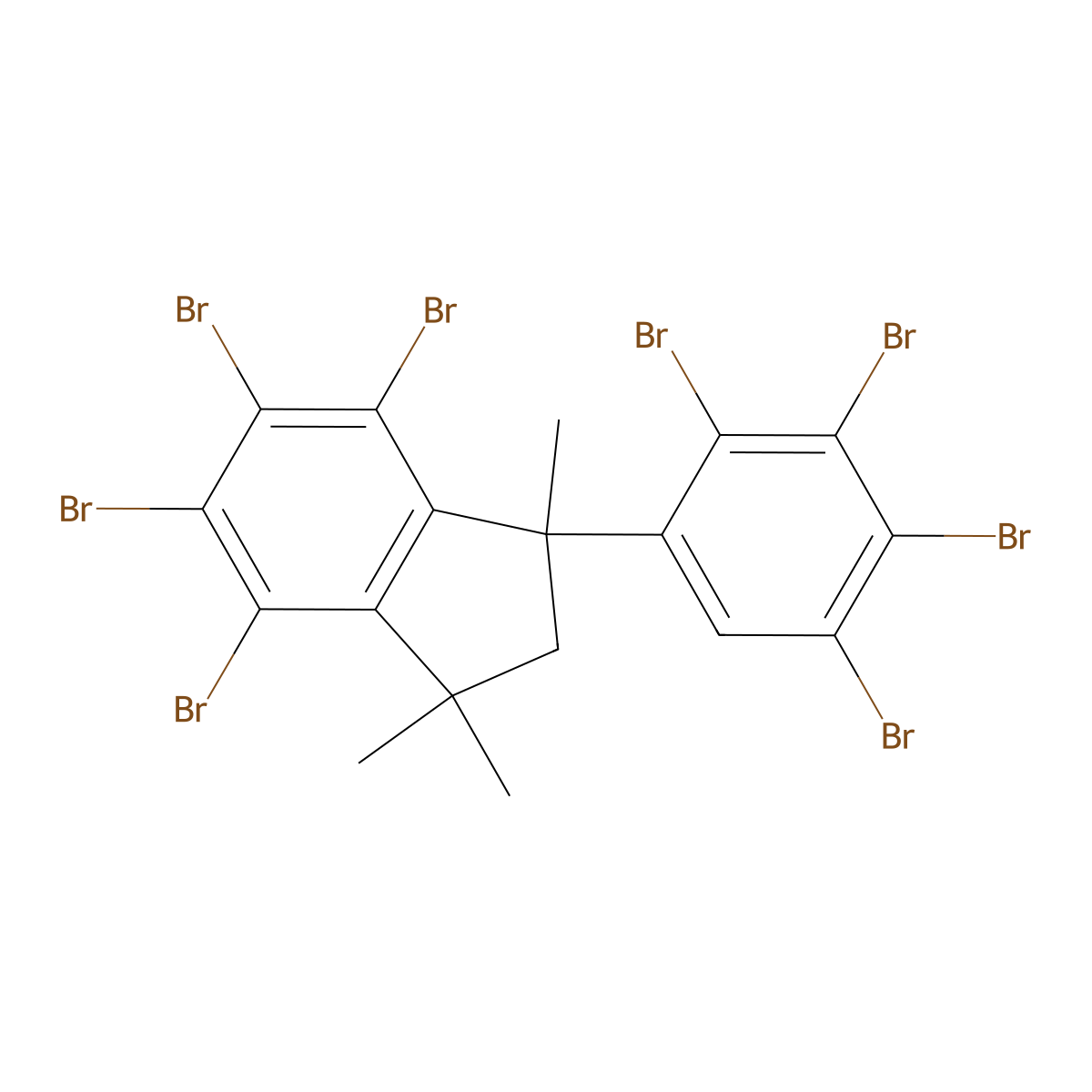 4,5,6,7-Tetrabromo-1,1,3-trimethyl-3-(2,3,4,5-tetrabromophenyl)-2,3-dihydro-1H-indene molecular structure, CAS 1084889-51-9