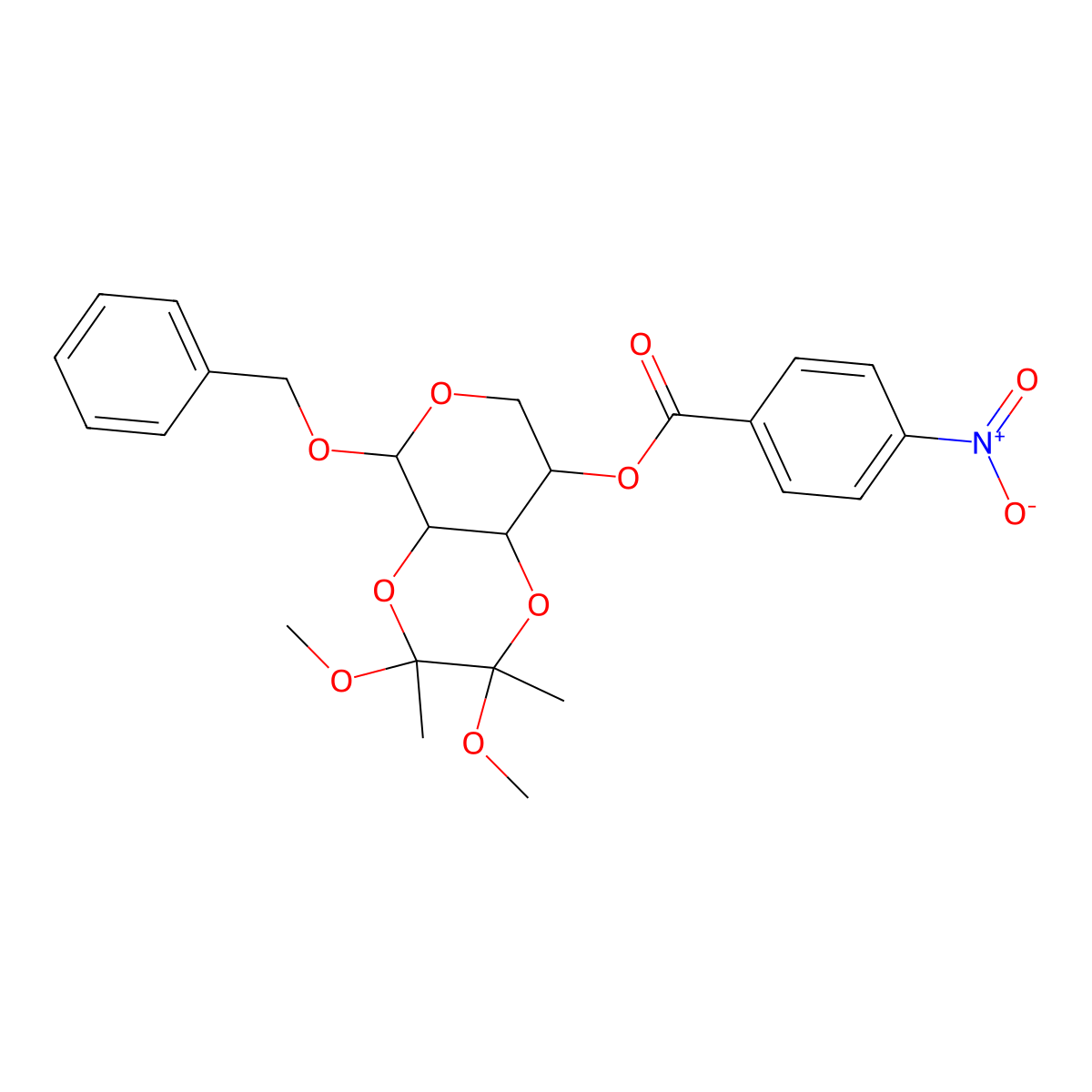 Benzyl 2,3-O-[(1S,2S)-1,2-Dimethoxy-1,2-dimethyl-1,2-ethanediyl]-4-nitrobenzoyl-a-L-xylopyranoside molecular structure, CAS 1084896-42-3