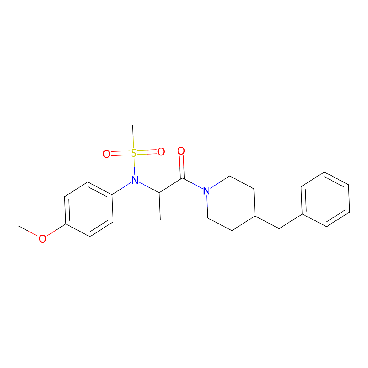 N-[1-(4-benzylpiperidin-1-yl)-1-oxopropan-2-yl]-N-(4-methoxyphenyl)methanesulfonamide molecular structure, CAS 1084916-22-2