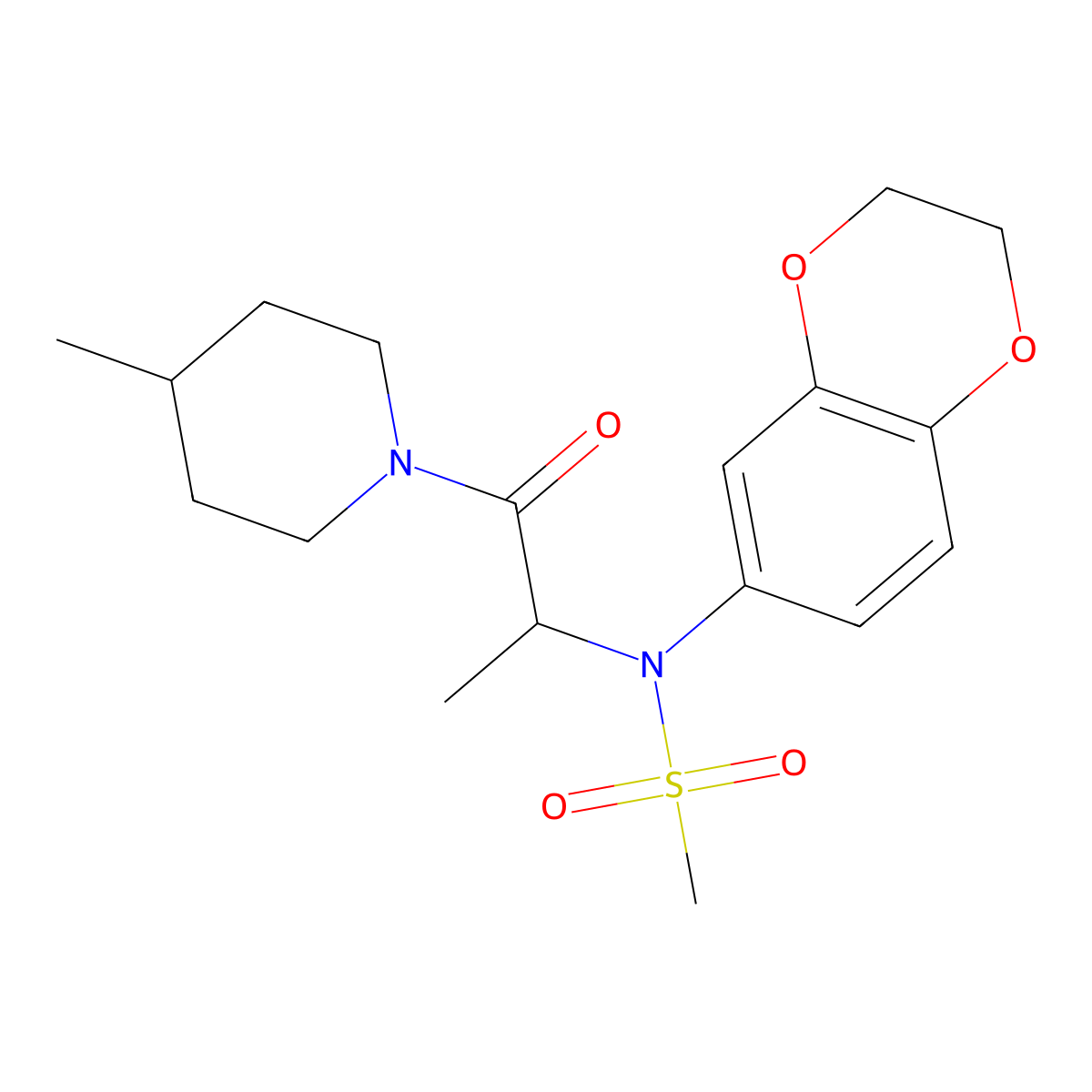 N-(2,3-dihydro-1,4-benzodioxin-6-yl)-N-[1-(4-methylpiperidin-1-yl)-1-oxopropan-2-yl]methanesulfonamide molecular structure, CAS 1084920-68-2