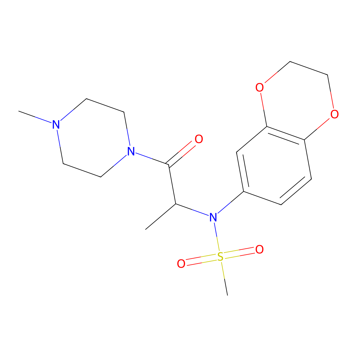 N-(2,3-dihydro-1,4-benzodioxin-6-yl)-N-[1-(4-methylpiperazin-1-yl)-1-oxopropan-2-yl]methanesulfonamide molecular structure, CAS 1084921-52-7