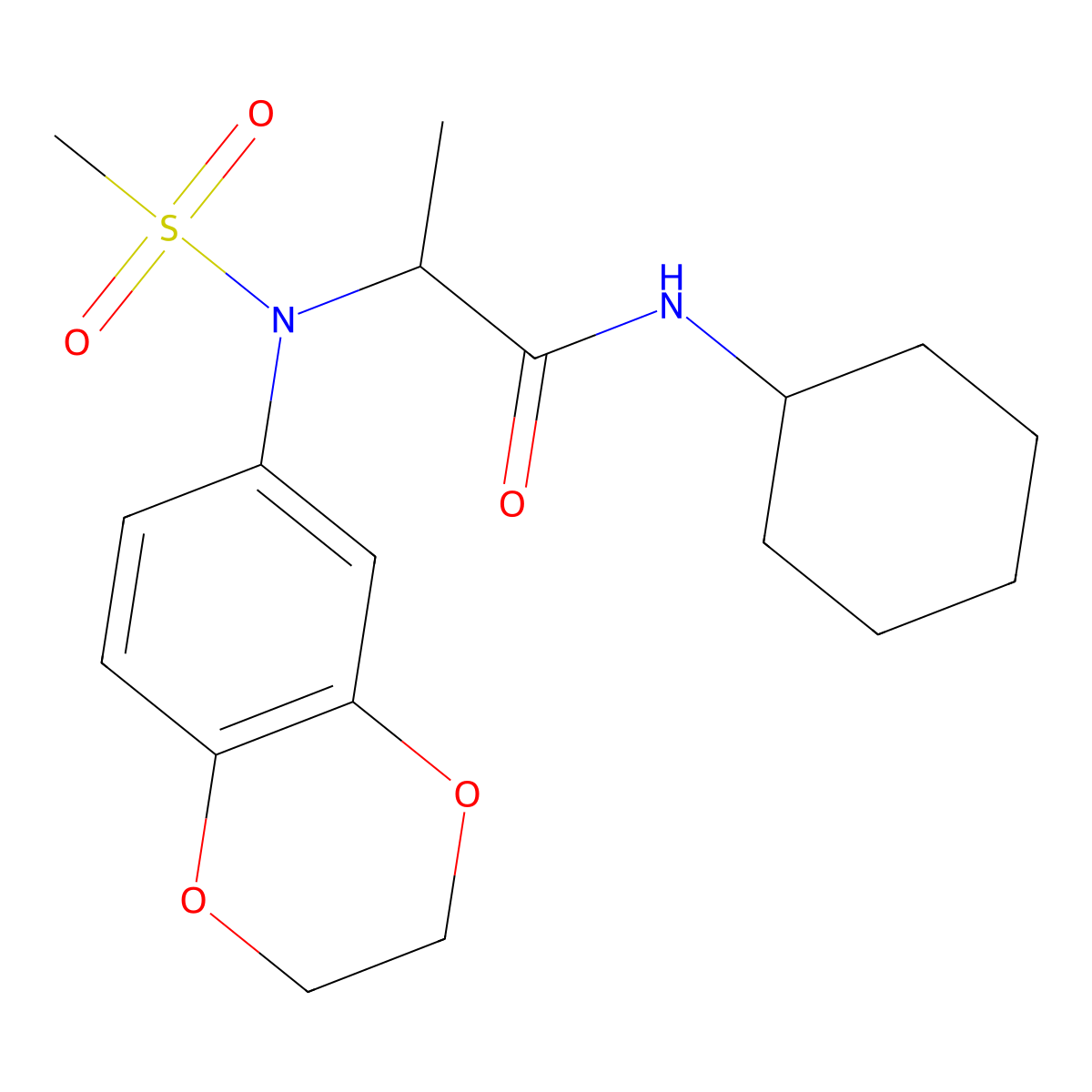 N-cyclohexyl-2-[2,3-dihydro-1,4-benzodioxin-6-yl(methylsulfonyl)amino]propanamide molecular structure, CAS 1084935-60-3