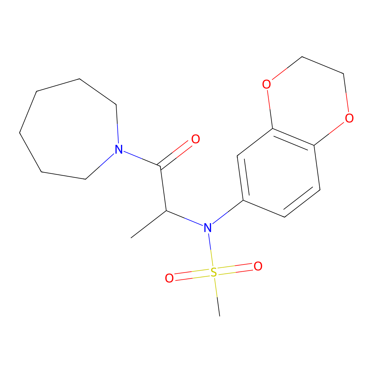 N-[1-(azepan-1-yl)-1-oxopropan-2-yl]-N-(2,3-dihydro-1,4-benzodioxin-6-yl)methanesulfonamide molecular structure, CAS 1084935-81-8