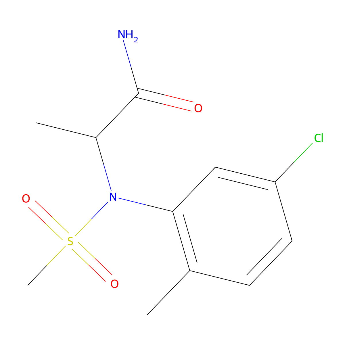 2-(5-chloro-2-methyl-N-methylsulfonylanilino)propanamide molecular structure, CAS 1084936-75-3