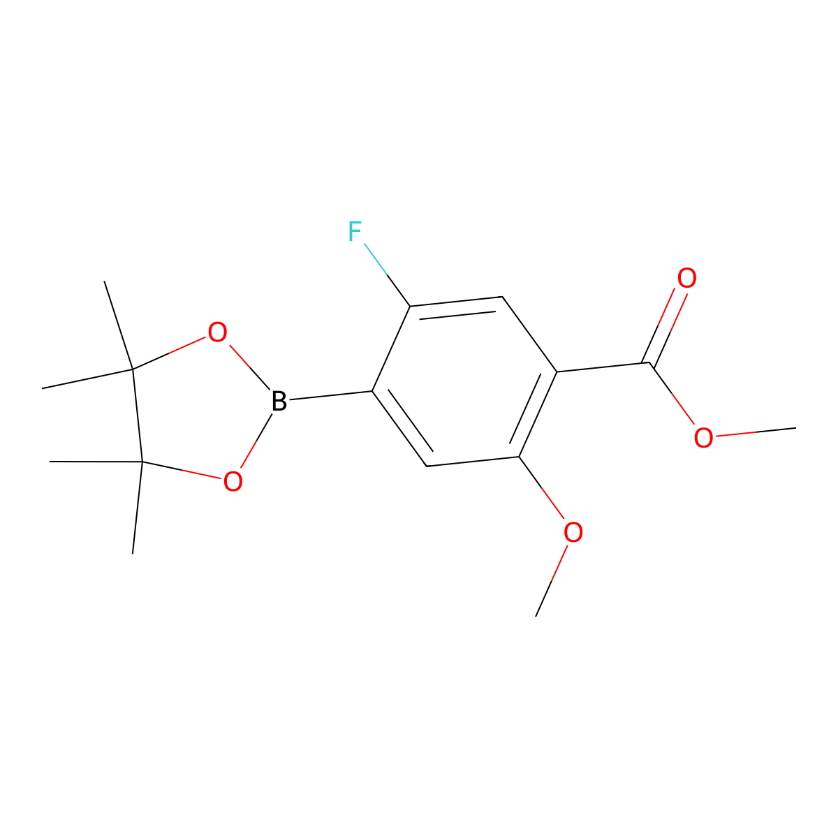 Methyl 5-fluoro-2-methoxy-4-(4,4,5,5-tetramethyl-1,3,2-dioxaborolan-2-yl)benzoate molecular structure, CAS 1084953-16-1