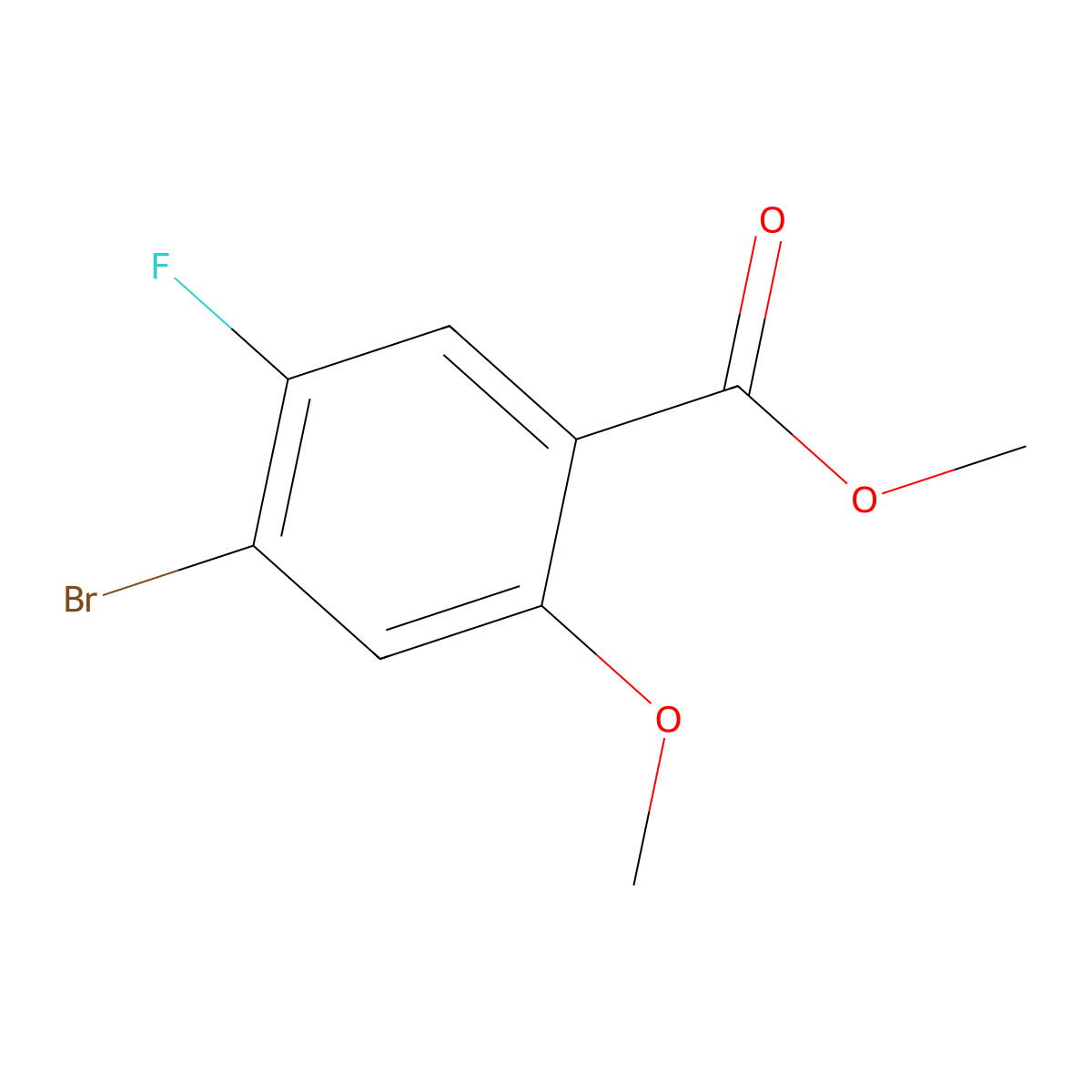 Methyl 4-bromo-5-fluoro-2-methoxybenzoate molecular structure, CAS 1084953-18-3