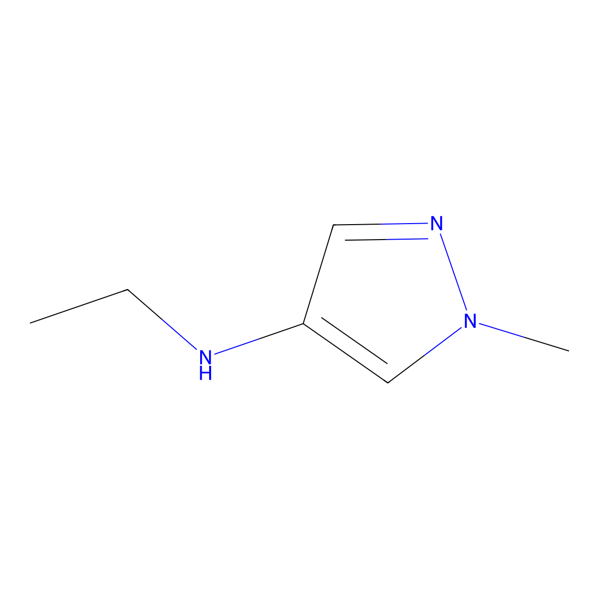 N-ethyl-1-methyl-1H-pyrazol-4-amine molecular structure, CAS 1084976-66-8