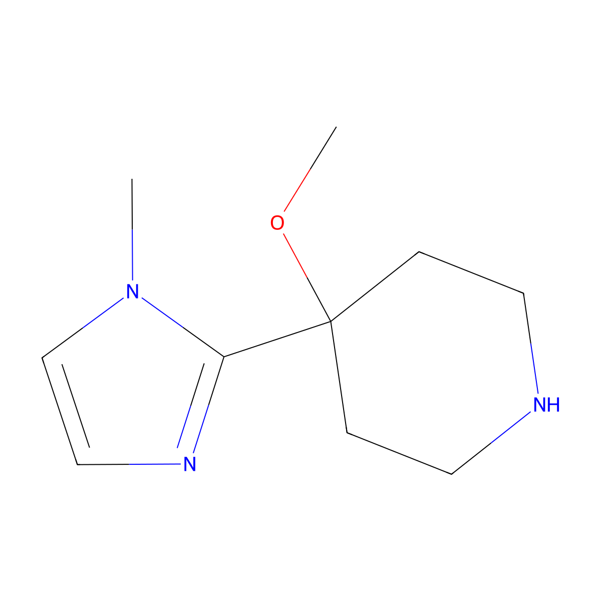 4-methoxy-4-(1-methyl-1H-imidazol-2-yl)piperidine molecular structure, CAS 1084976-67-9