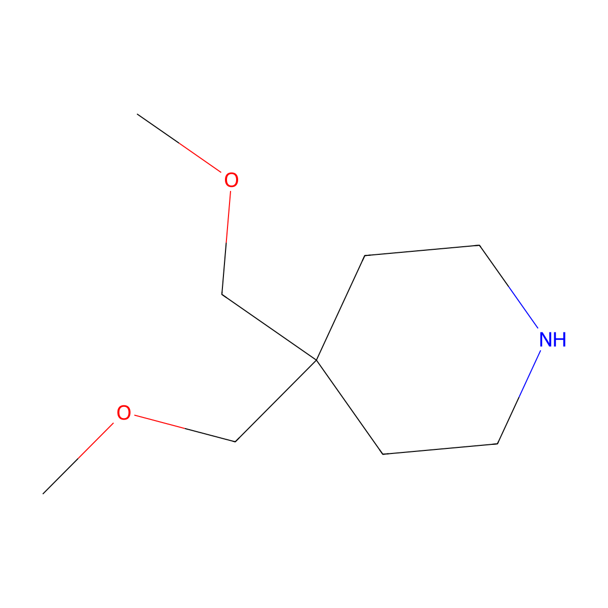 4,4-Bis(methoxymethyl)piperidine molecular structure, CAS 1084976-73-7