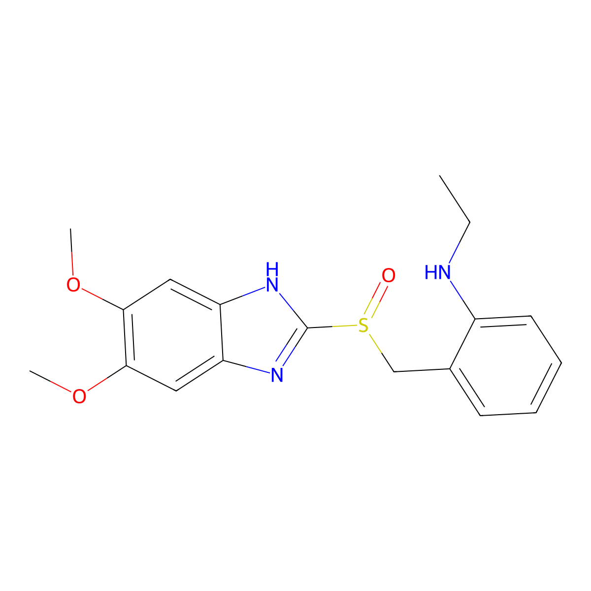2-(2-Ethylaminobenzylsulfinyl)-5,6-dimethoxybenzimidazole molecular structure, CAS 108499-48-5