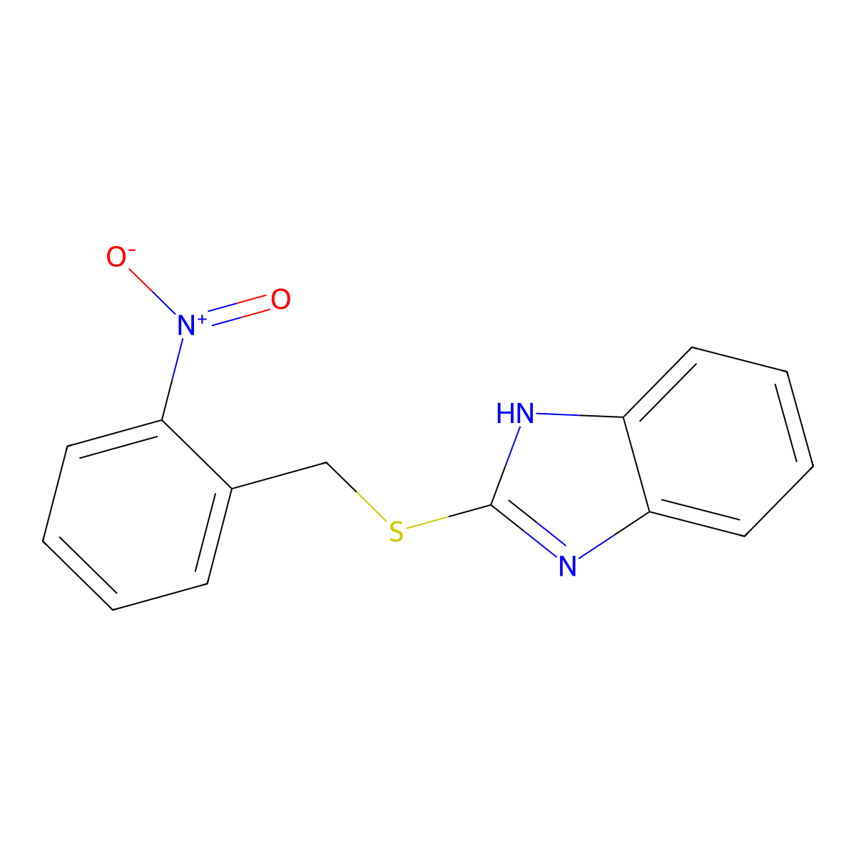 2-[(2-nitrophenyl)methylsulfanyl]-1H-benzimidazole molecular structure, CAS 108500-10-3