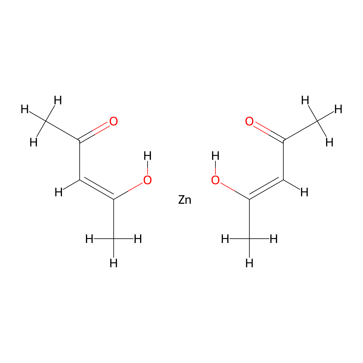 Zinc acetylacetonate xhydrate molecular structure, CAS 108503-47-5