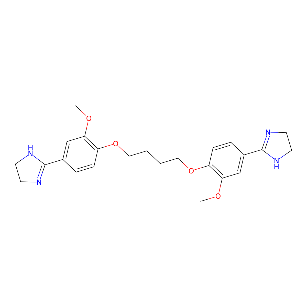 2,2'-(1,4-Butanediylbis(oxy(3-methoxy-4,1-phenylene)))bis(4,5-dihydro)-1H-imidazole molecular structure, CAS 108517-93-7