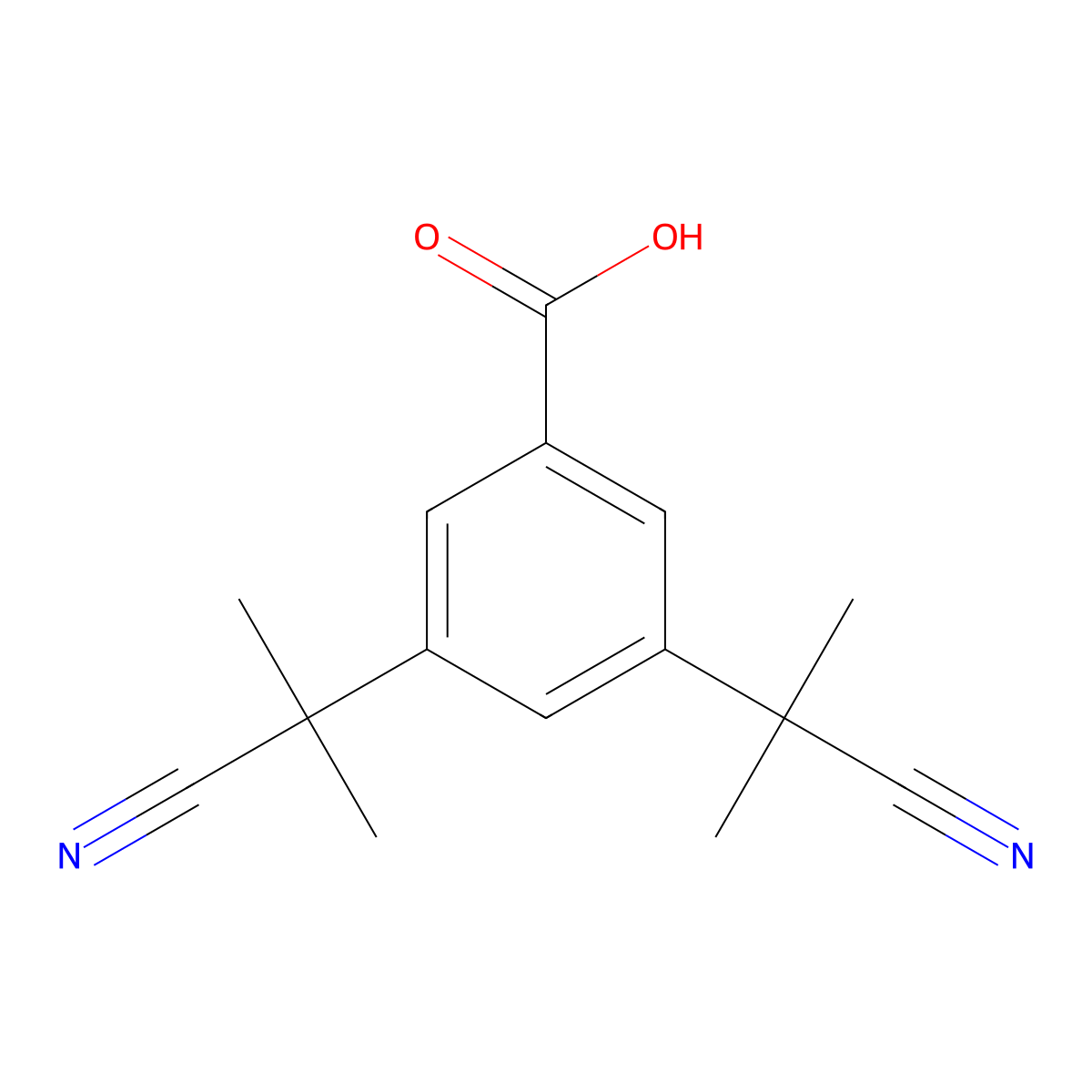 3,5-Bis(2-cyanopropan-2-yl)benzoic acid molecular structure, CAS 1085181-50-5