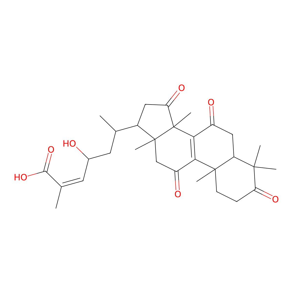 (E,4S,6R)-4-Hydroxy-2-methyl-6-[(10S,13R,14R,17R)-4,4,10,13,14-pentamethyl-3,7,11,15-tetraoxo-2,5,6,12,16,17-hexahydro-1H-cyclopenta[a]phenanthren-17-yl]hept-2-enoic acid molecular structure, CAS 1085273-49-9