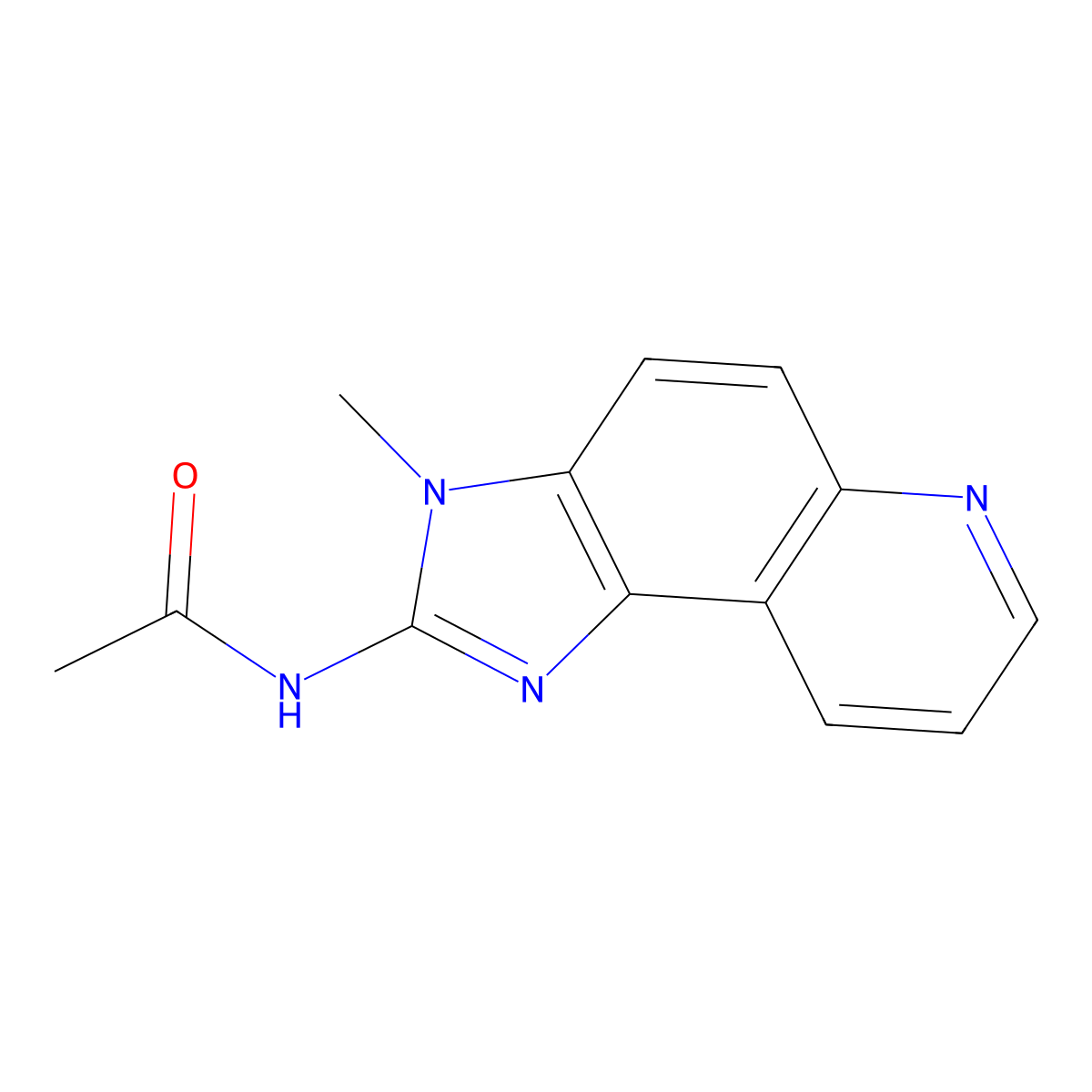 Acetamide, N-(3-methyl-3H-imidazo(4,5-f)quinolin-2-yl)- molecular structure, CAS 108529-37-9