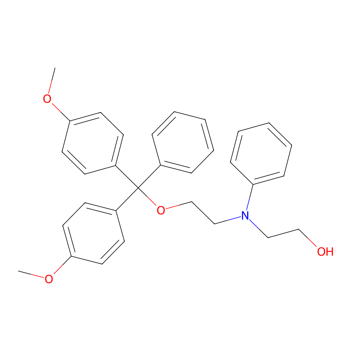 2-((2-(Bis(4-methoxyphenyl)(phenyl)methoxy)ethyl)(phenyl)amino)ethan-1-ol molecular structure, CAS 1085300-36-2