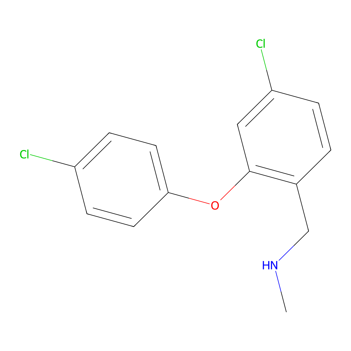 {[4-Chloro-2-(4-chlorophenoxy)phenyl]methyl}(methyl)amine molecular structure, CAS 1085313-80-9