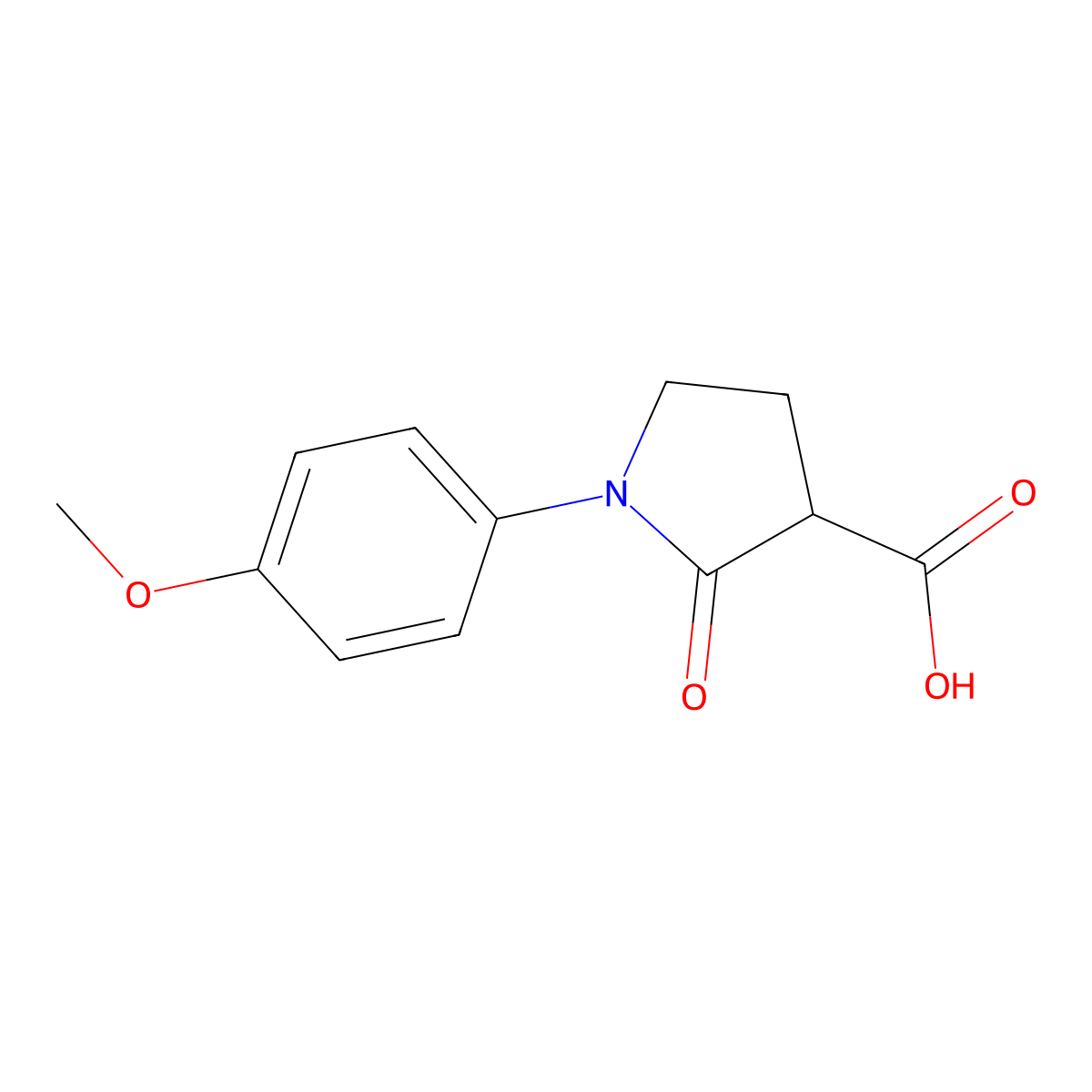 1-(4-Methoxyphenyl)-2-oxo-3-pyrrolidinecarboxylic acid molecular structure, CAS 108541-25-9