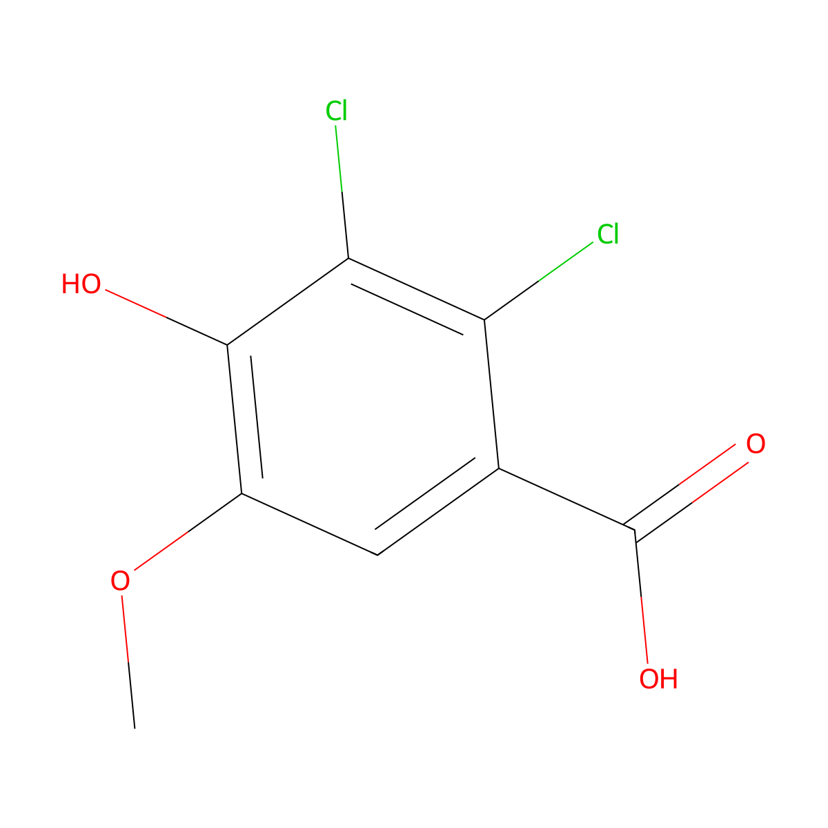 2,3-Dichloro-4-hydroxy-5-methoxybenzoic acid molecular structure, CAS 108544-97-4