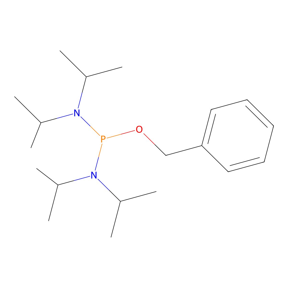 ((Benzyloxy)(bis(propan-2-yl)amino)phosphanyl)bis(propan-2-yl)amine molecular structure, CAS 108549-21-9