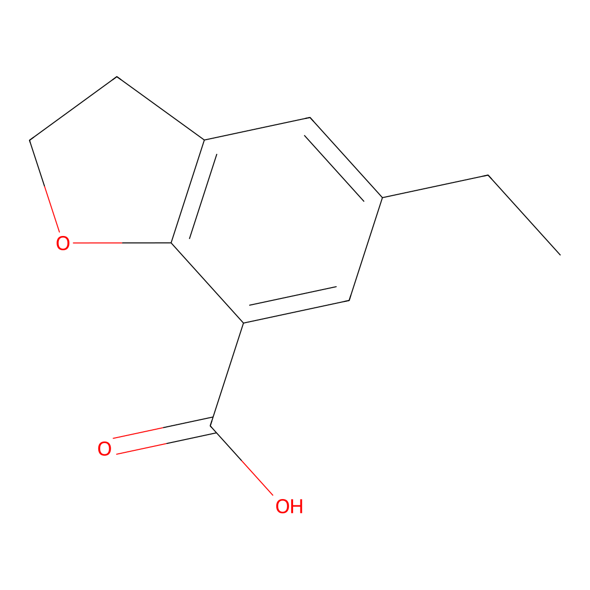 5-Ethyl-2,3-dihydro-7-benzofurancarboxylic acid molecular structure, CAS 108551-59-3