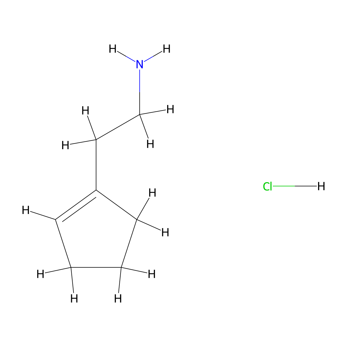 2-(Cyclopent-1-en-1-yl)ethan-1-amine hydrochloride molecular structure, CAS 1085538-42-6