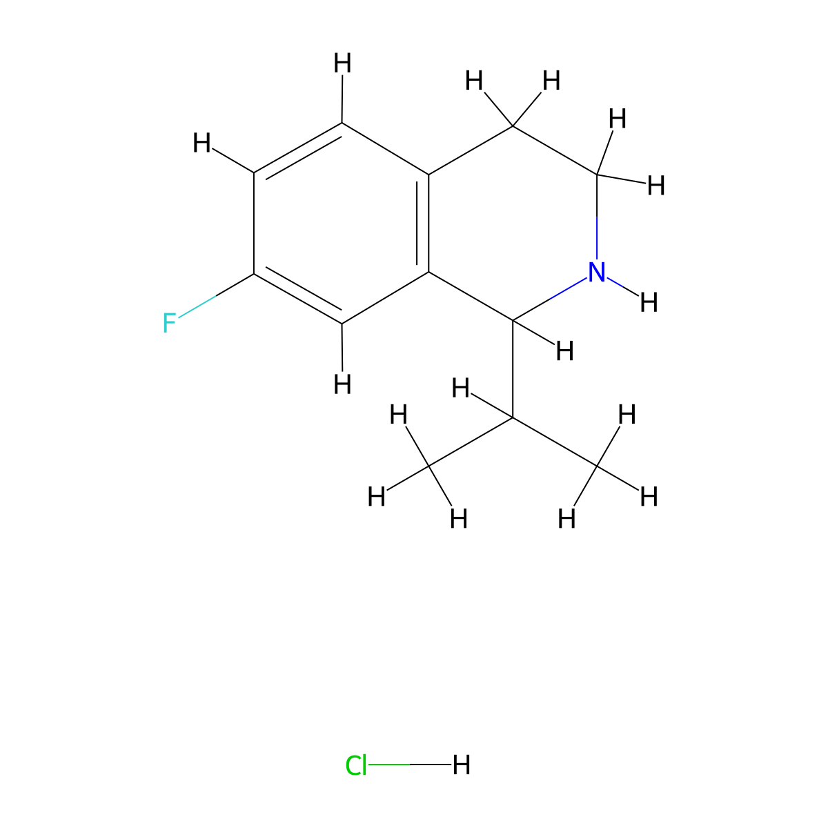 7-Fluoro-1-(propan-2-yl)-1,2,3,4-tetrahydroisoquinoline hydrochloride molecular structure, CAS 1085542-79-5