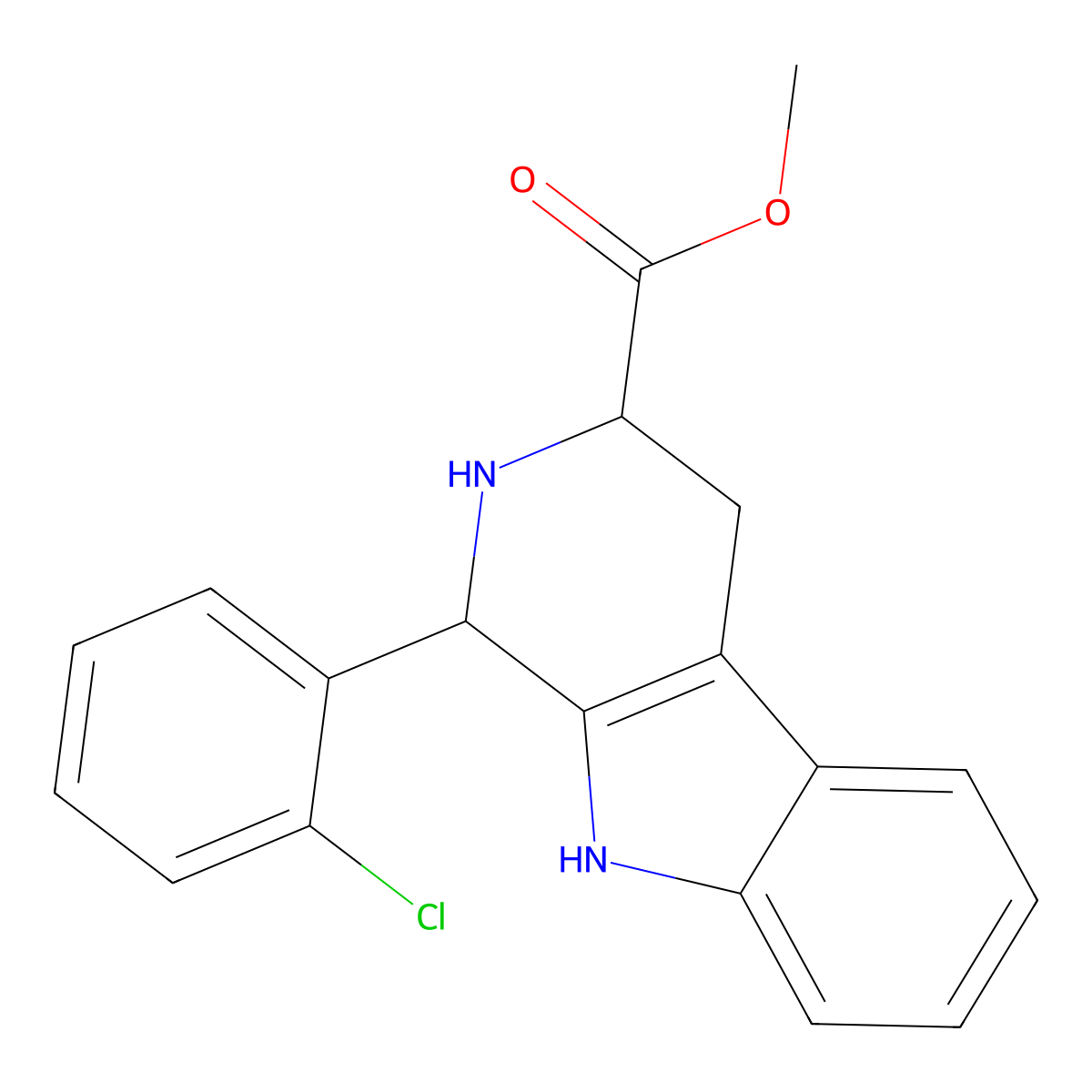 methyl (3S)-1-(2-chlorophenyl)-2,3,4,9-tetrahydro-1H-beta-carboline-3-carboxylate molecular structure, CAS 1085709-19-8