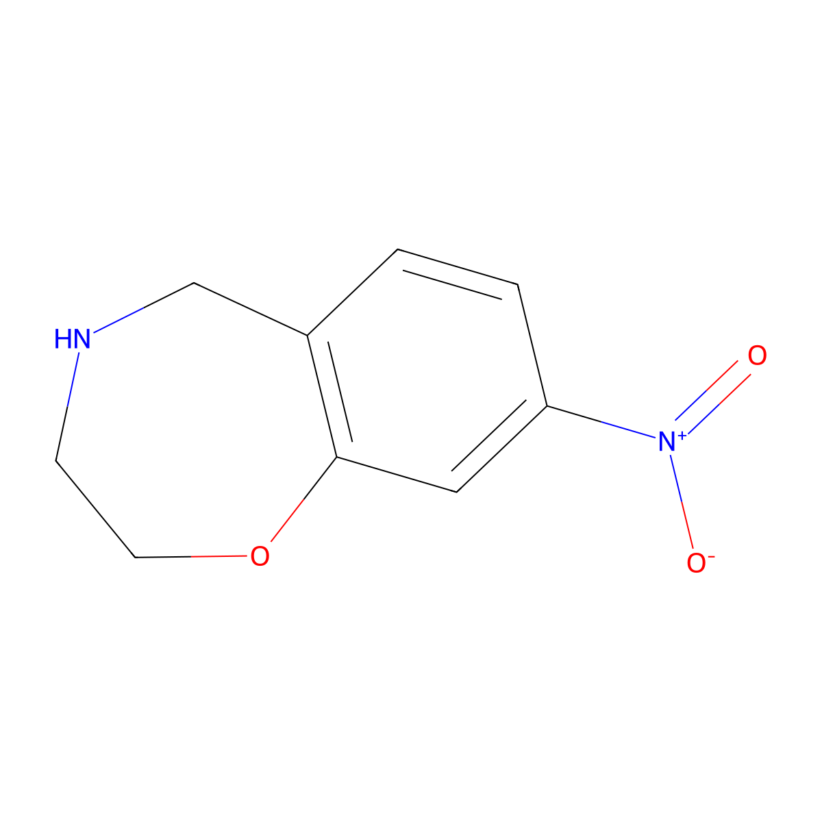 8-Nitro-2,3,4,5-tetrahydro-1,4-benzoxazepine molecular structure, CAS 1085728-28-4