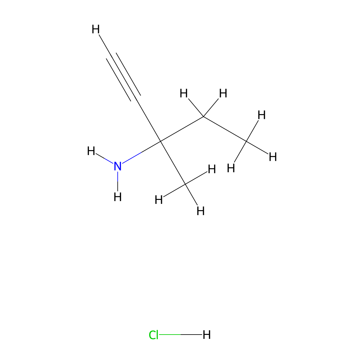 3-Methyl-1-pentyn-3-amine hydrochloride molecular structure, CAS 108575-32-2