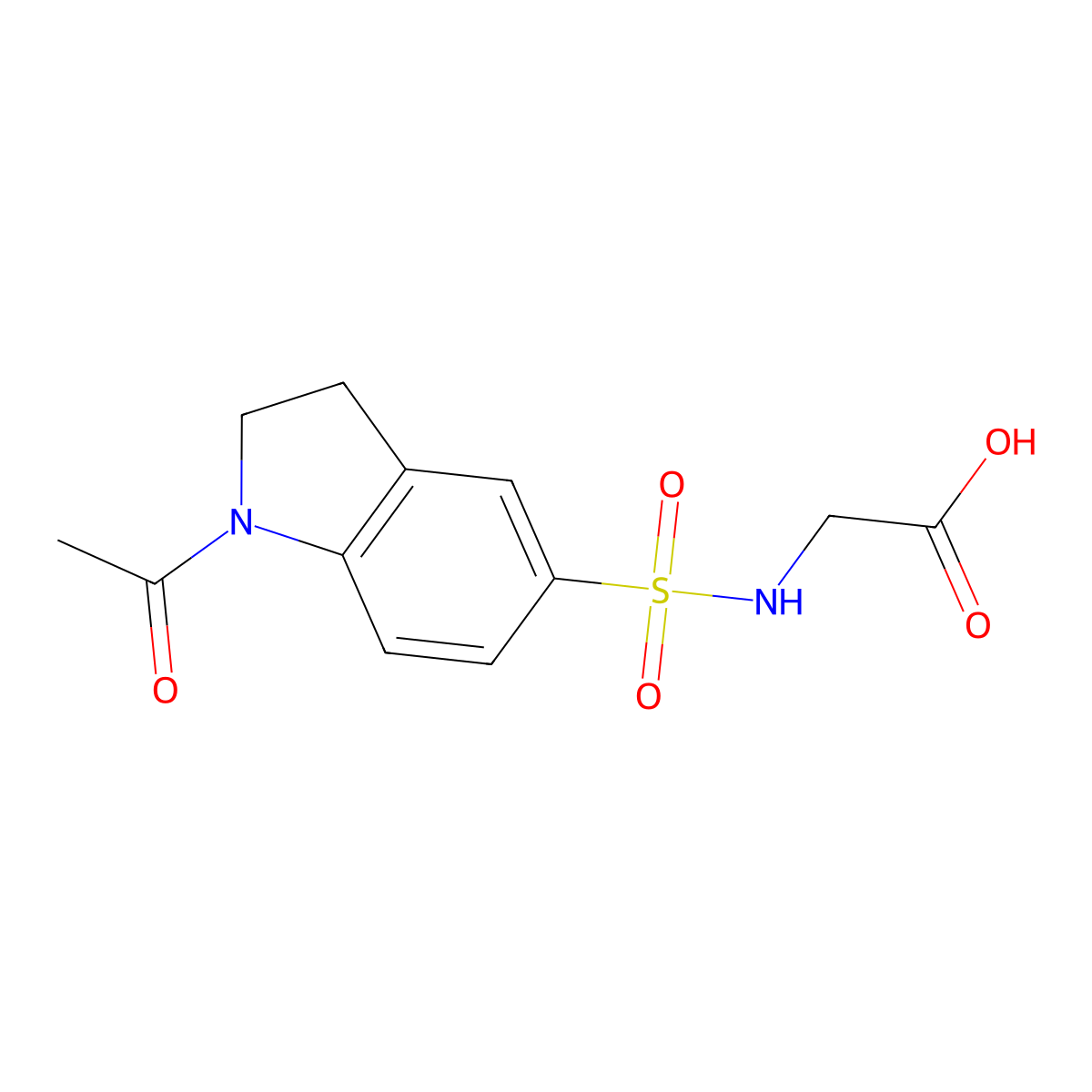 2-[(1-acetyl-2,3-dihydroindol-5-yl)sulfonylamino]acetic Acid molecular structure, CAS 108583-88-6