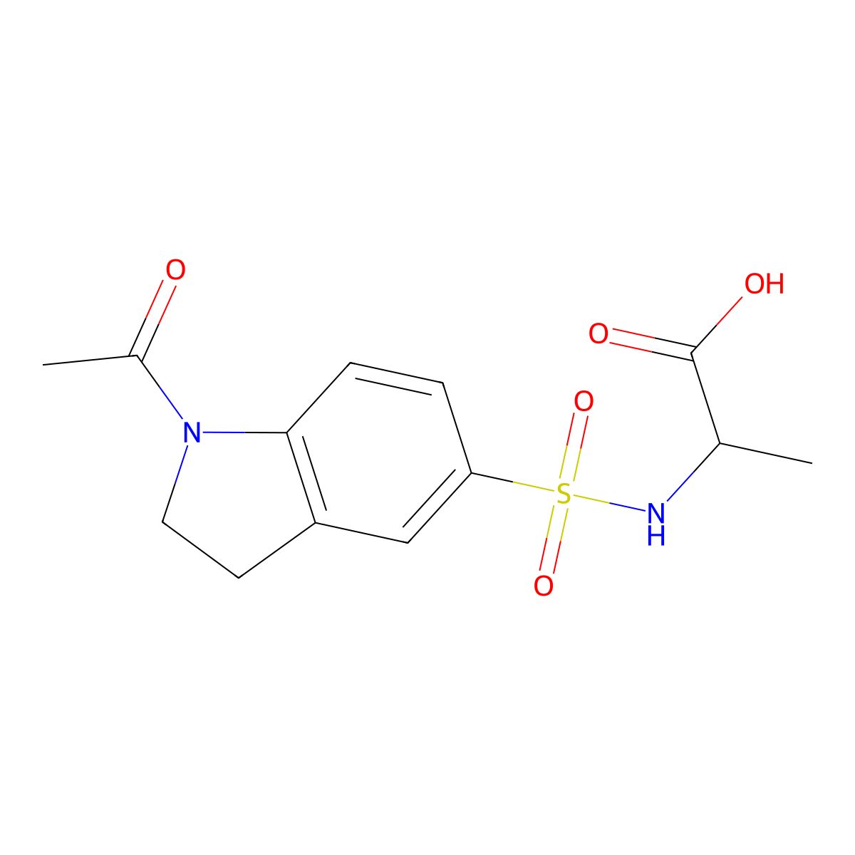 2-[(1-acetyl-2,3-dihydroindol-5-yl)sulfonylamino]propanoic Acid molecular structure, CAS 108583-89-7