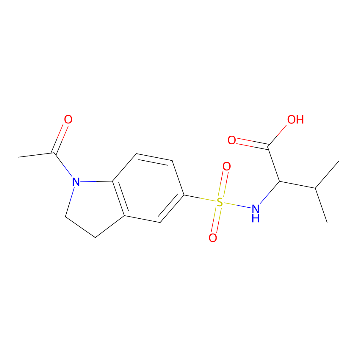 2-{[(1-Acetyl-2,3-dihydro-1H-indol-5-YL)sulfonyl]-amino}-3-methylbutanoic acid molecular structure, CAS 108583-92-2
