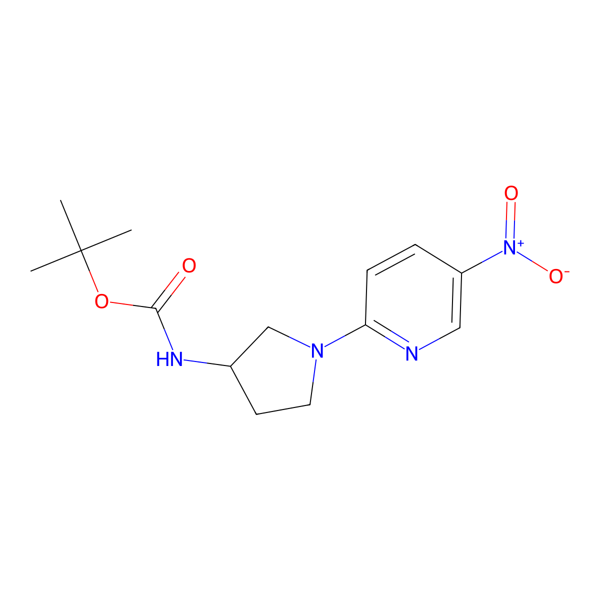 (S)-tert-Butyl 1-(5-nitropyridin-2-yl)pyrrolidin-3-ylcarbamate molecular structure, CAS 1085841-14-0
