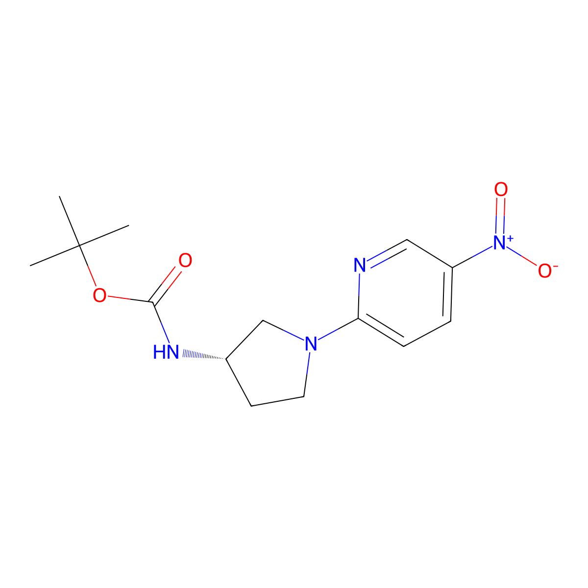 (S)-tert-Butyl 1-(5-nitropyridin-2-yl)pyrrolidin-3-ylcarbamate molecular structure, CAS 1085841-14-0