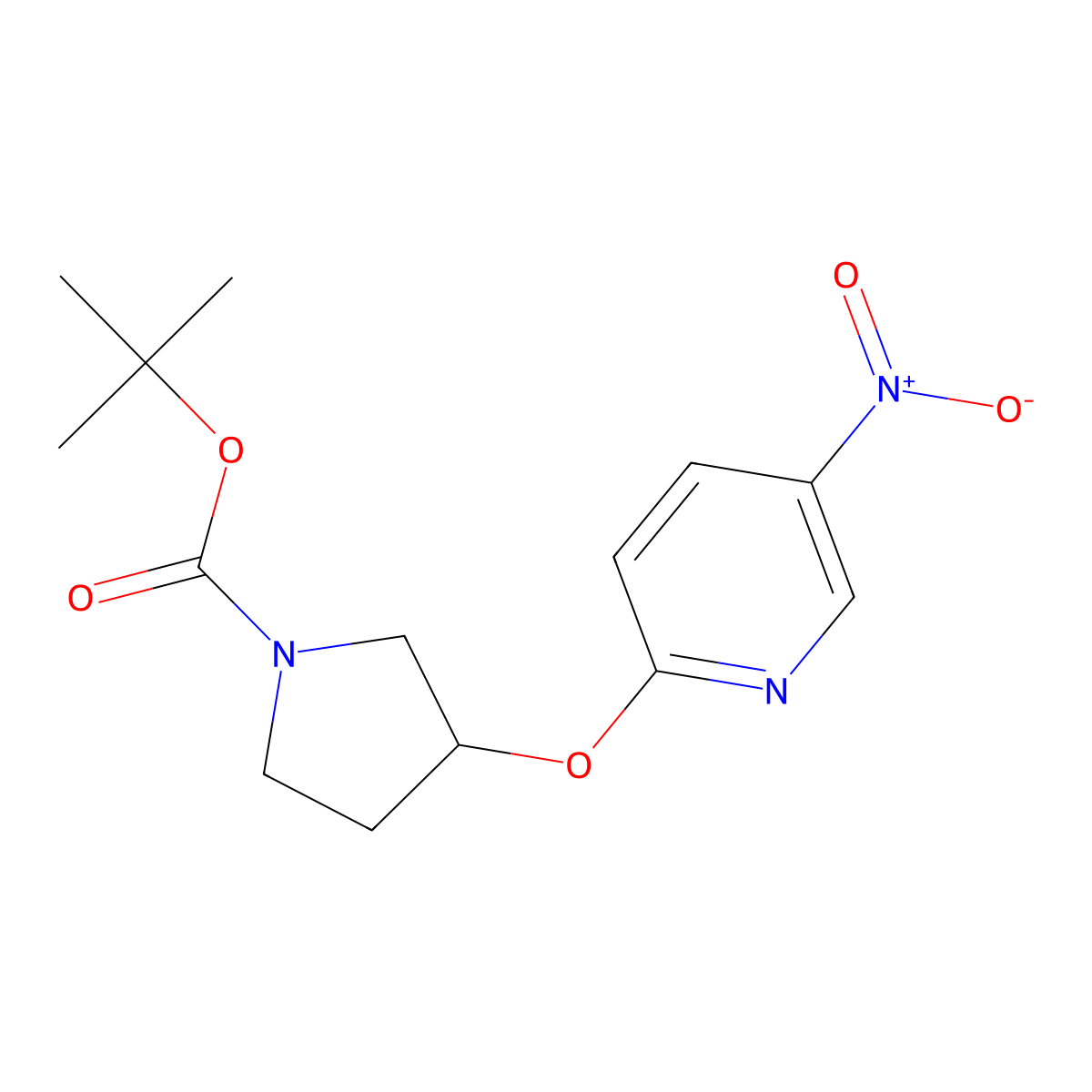 (S)-tert-butyl 3-((5-nitropyridin-2-yl)oxy)pyrrolidine-1-carboxylate molecular structure, CAS 1085841-44-6