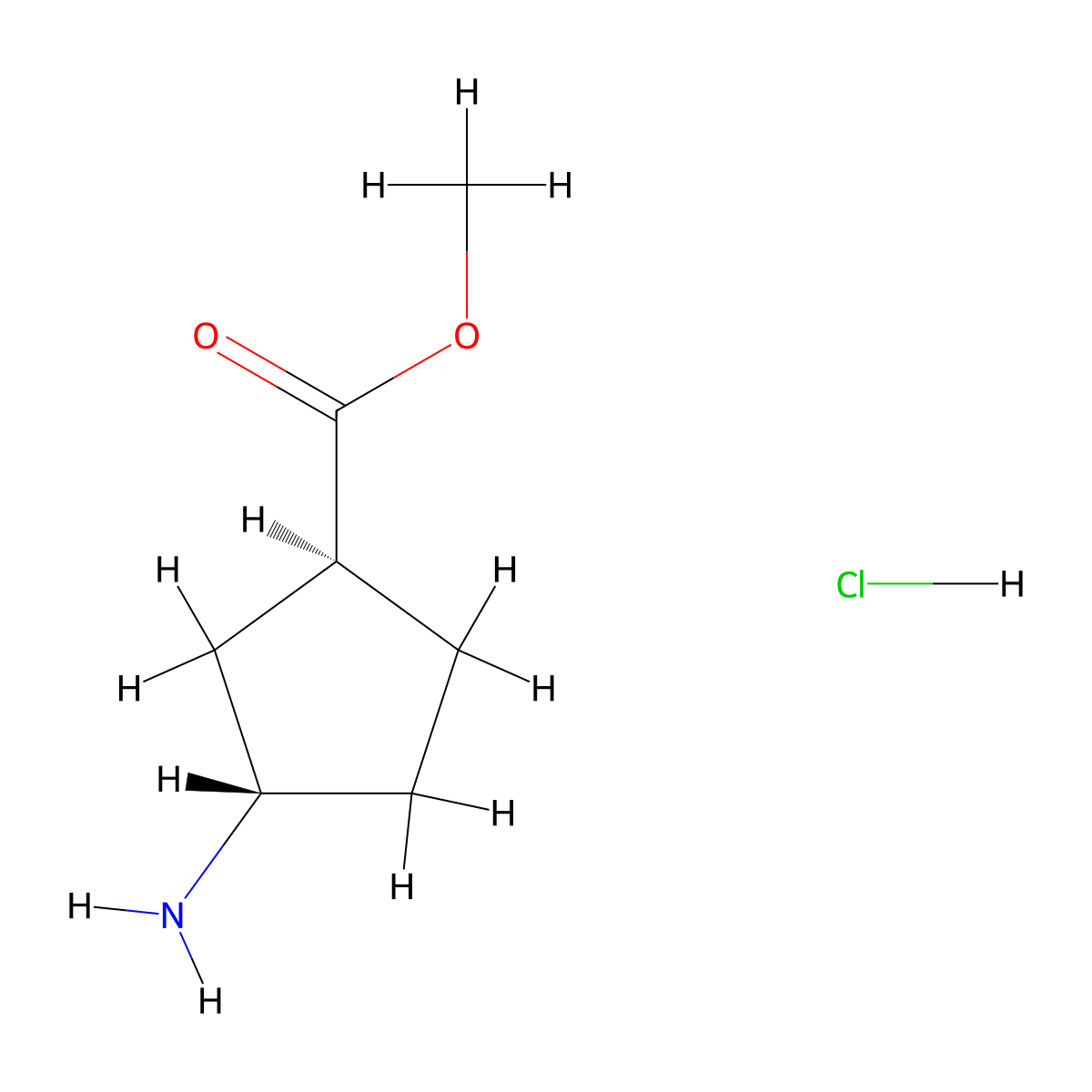 (1S,3S)-methyl 3-aminocyclopentanecarboxylate hydrochloride molecular structure, CAS 1085842-51-8