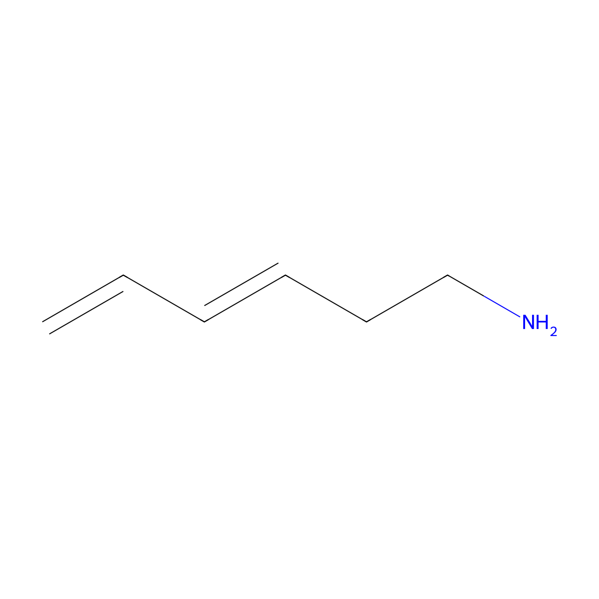 (3E)-hexa-3,5-dien-1-amine molecular structure, CAS 108586-17-0
