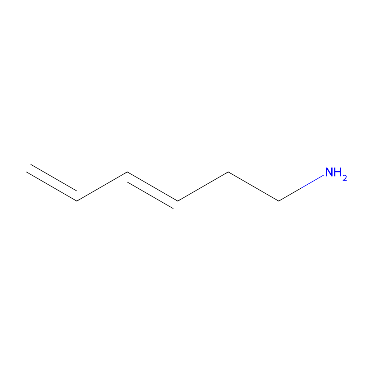 (3E)-hexa-3,5-dien-1-amine molecular structure, CAS 108586-17-0