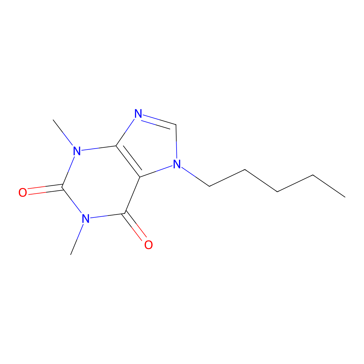 1,3-Dimethyl-7-pentyl-3,7-dihydro-1H-purine-2,6-dione molecular structure, CAS 1086-06-2