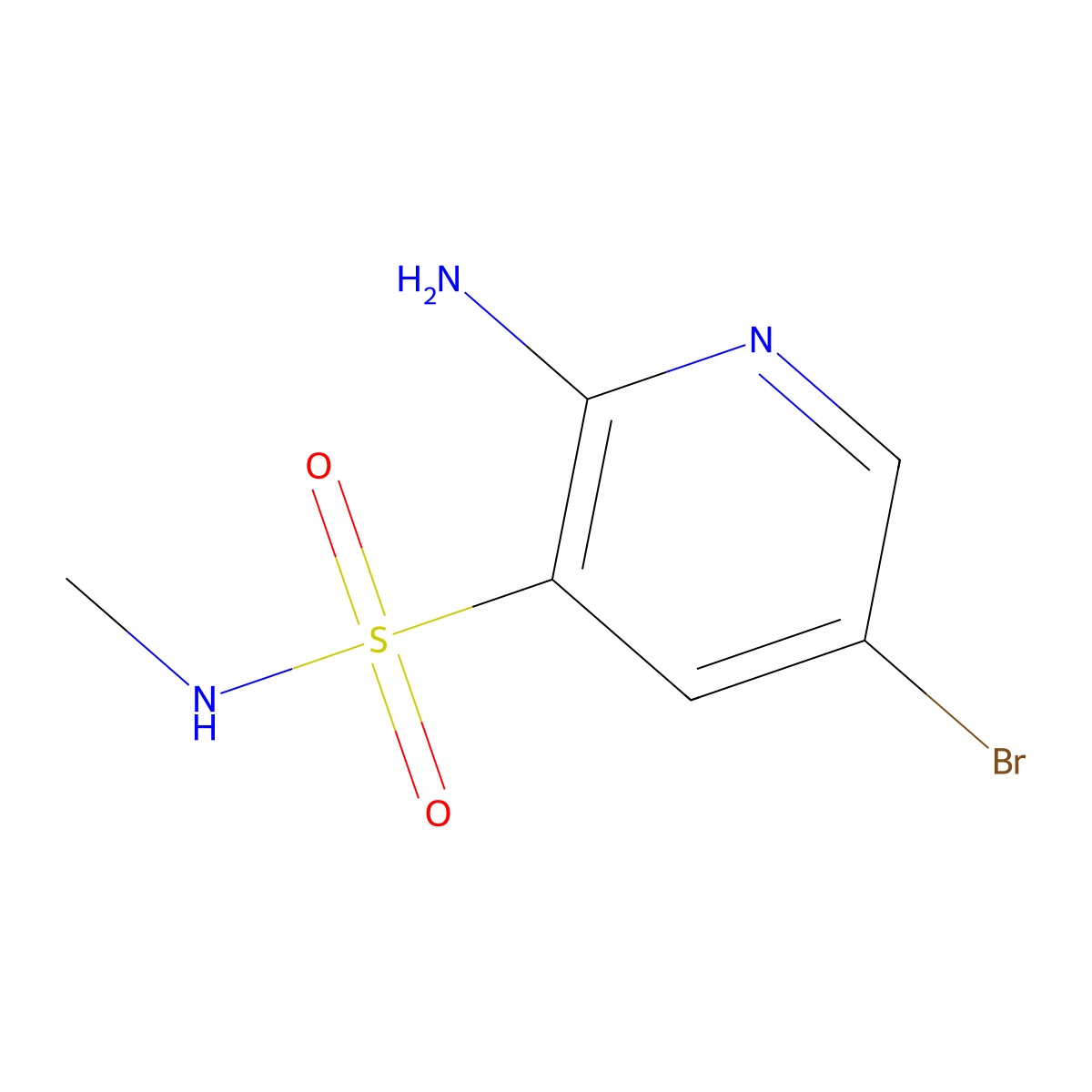 2-amino-5-bromo-N-methylpyridine-3-sulfonamide molecular structure, CAS 1086063-37-7