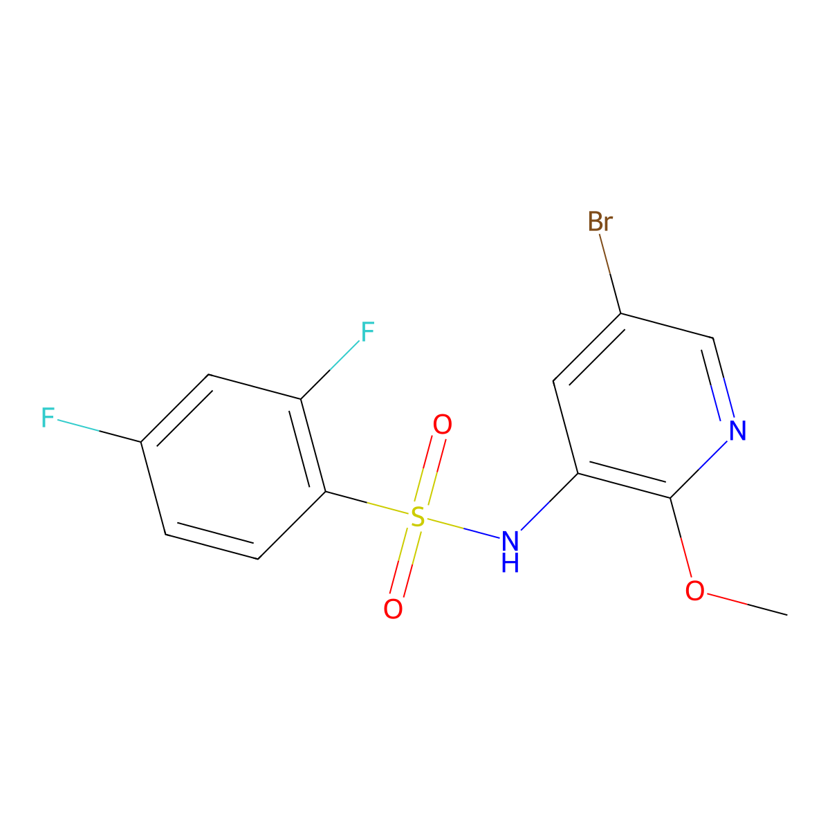 N-(5-bromo-2-methoxypyridin-3-yl)-2,4-difluorobenzenesulfonamide molecular structure, CAS 1086063-46-8