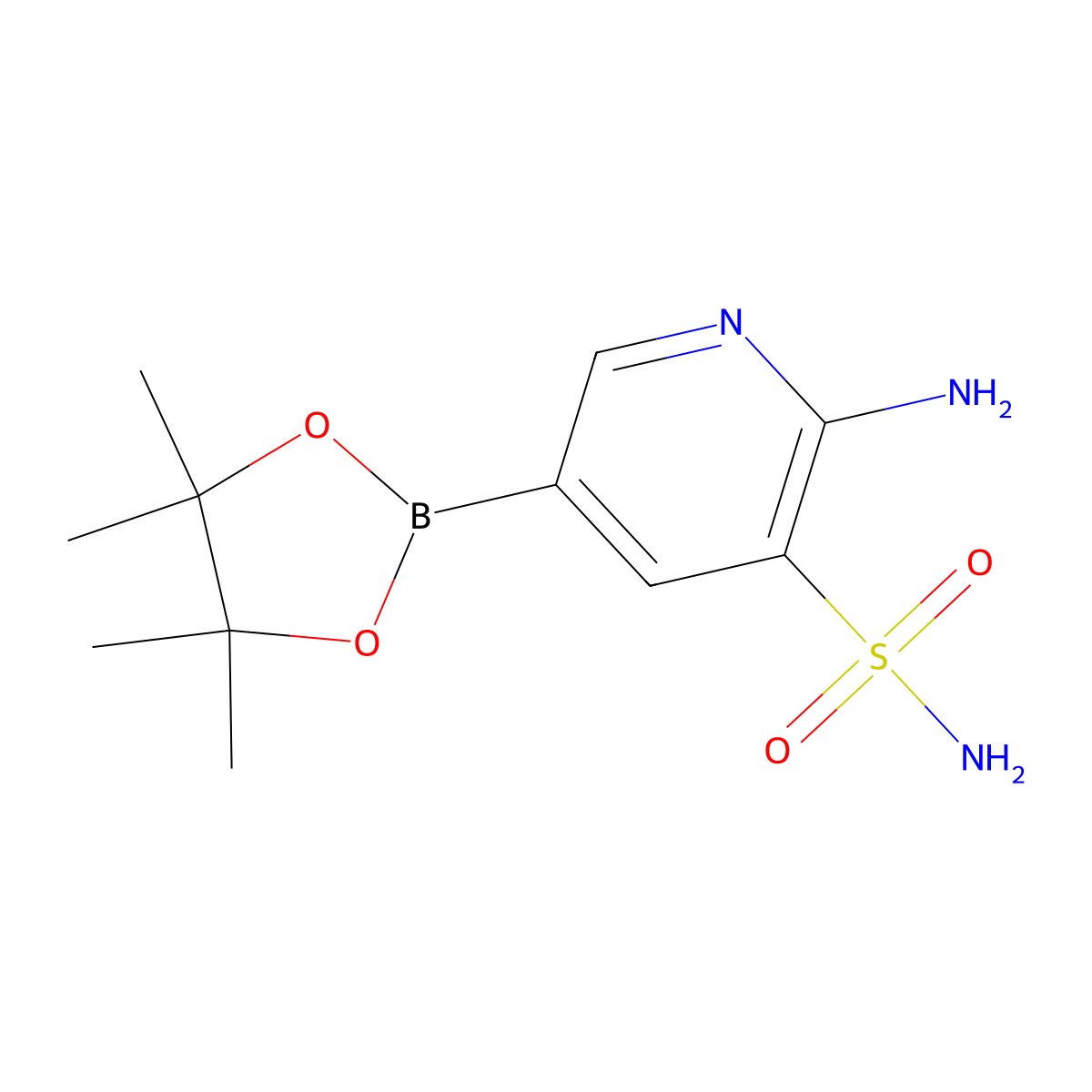 2-Amino-5-(4,4,5,5-tetramethyl-1,3,2-dioxaborolan-2-YL)pyridine-3-sulfonamide molecular structure, CAS 1086063-51-5