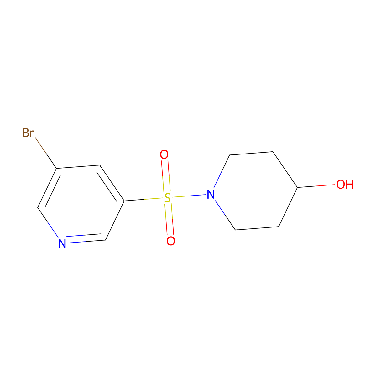 1-(5-Bromopyridin-3-ylsulfonyl)piperidin-4-ol molecular structure, CAS 1086064-87-0