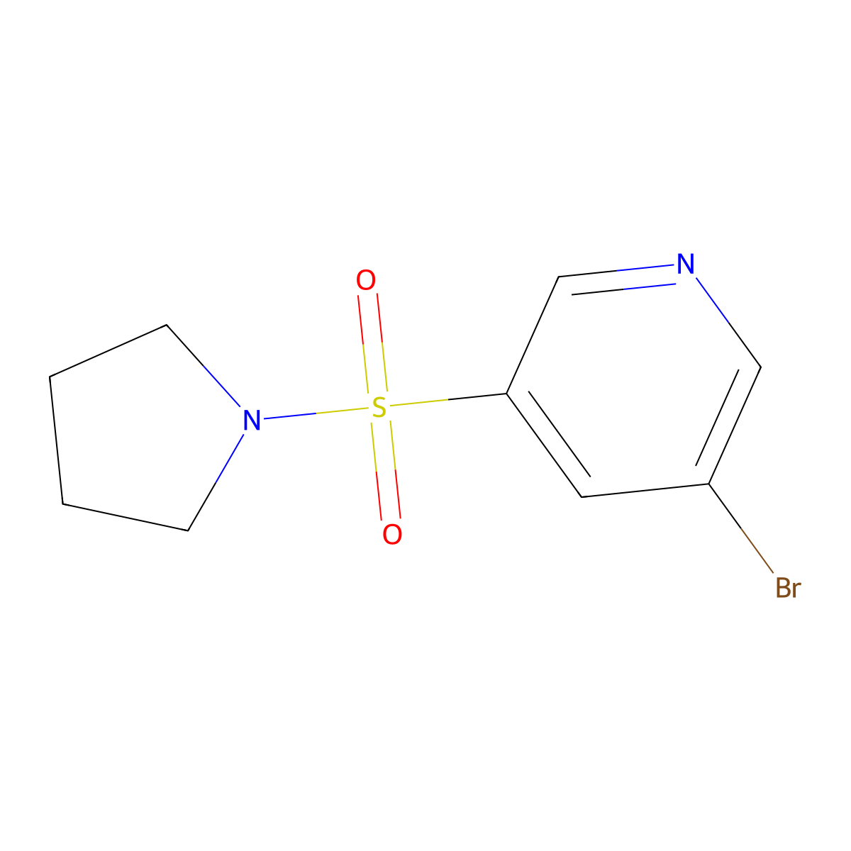 3-Bromo-5-(pyrrolidin-1-ylsulfonyl)pyridine molecular structure, CAS 1086064-89-2