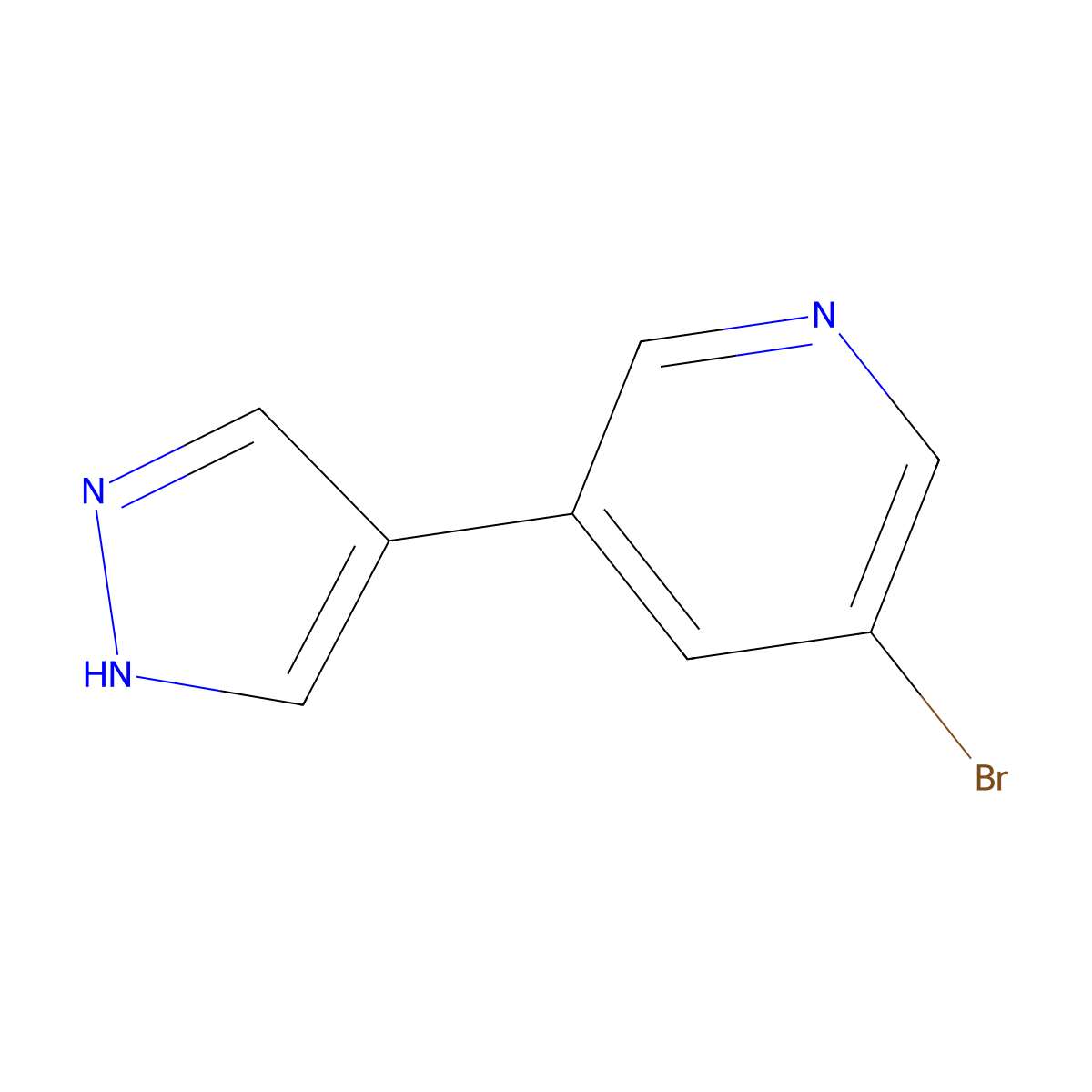 3-bromo-5-(1H-pyrazol-4-yl)-pyridine molecular structure, CAS 1086066-04-7