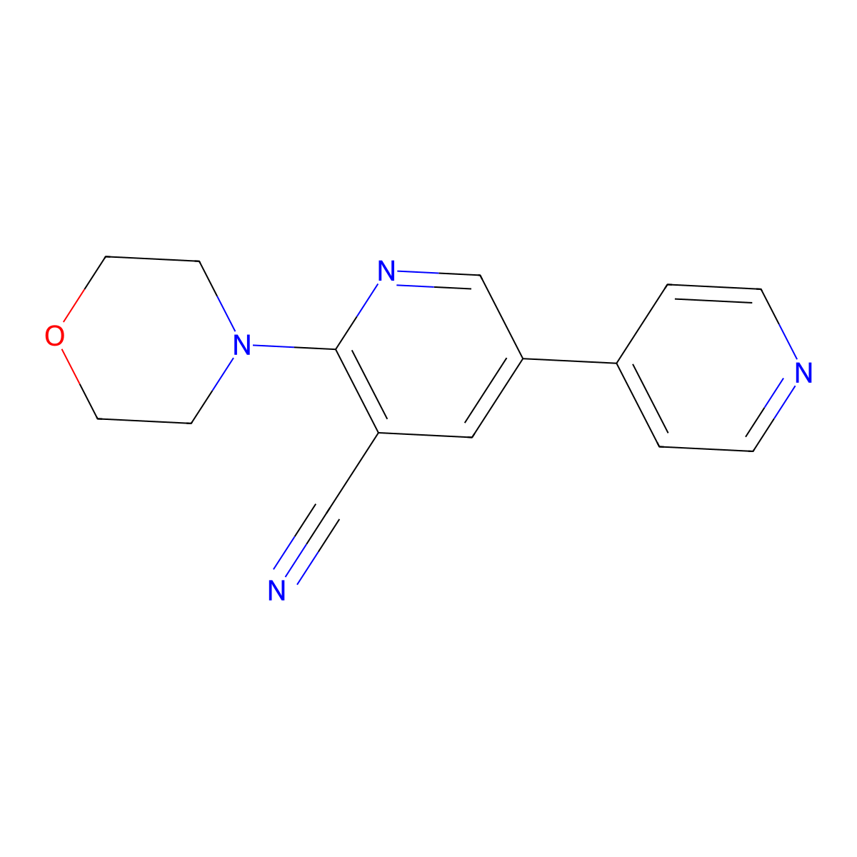 3-Cyano-2-morpholino-5-(pyrid-4-yl)pyridine molecular structure, CAS 108610-78-2