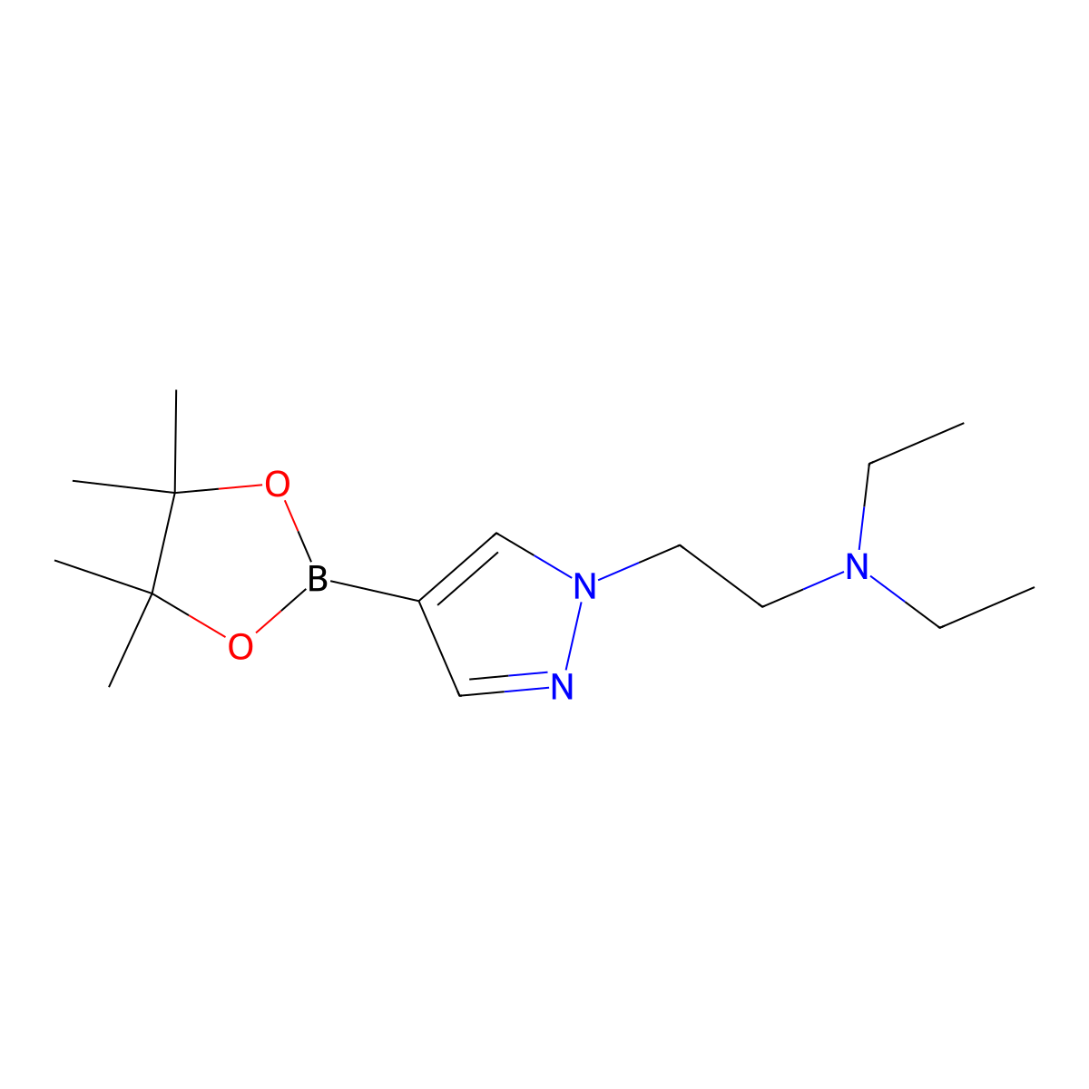N,N-diethyl-2-(4-(4,4,5,5-tetramethyl-1,3,2-dioxaborolan-2-yl)-1H-pyrazol-1-yl)ethanamine molecular structure, CAS 1086111-20-7